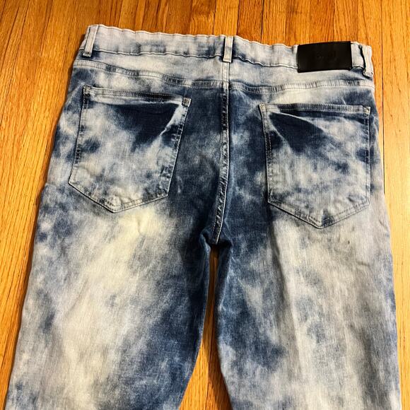 GS-115 Jeans Mens 36 Acid Wash Slim Distreased Street Blue pants - Picture 4 of 9